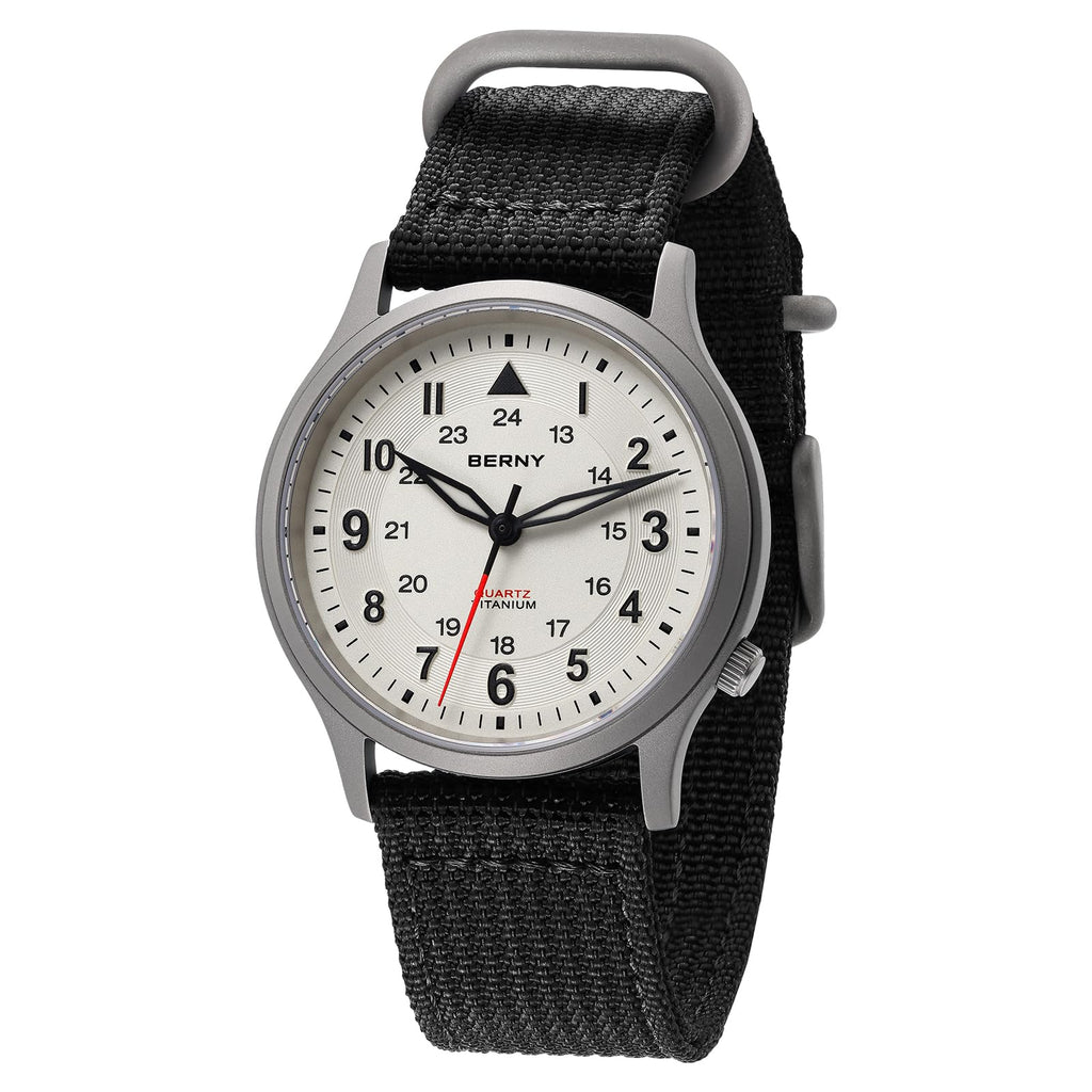 BERNY Titanium Watches for Men Japanese Sweep Second Quartz Movement Mens Field Wrist Watch 5ATM Waterproof Military Wristwatch for Men and Women Luminous Unisex Analog Sport Watches