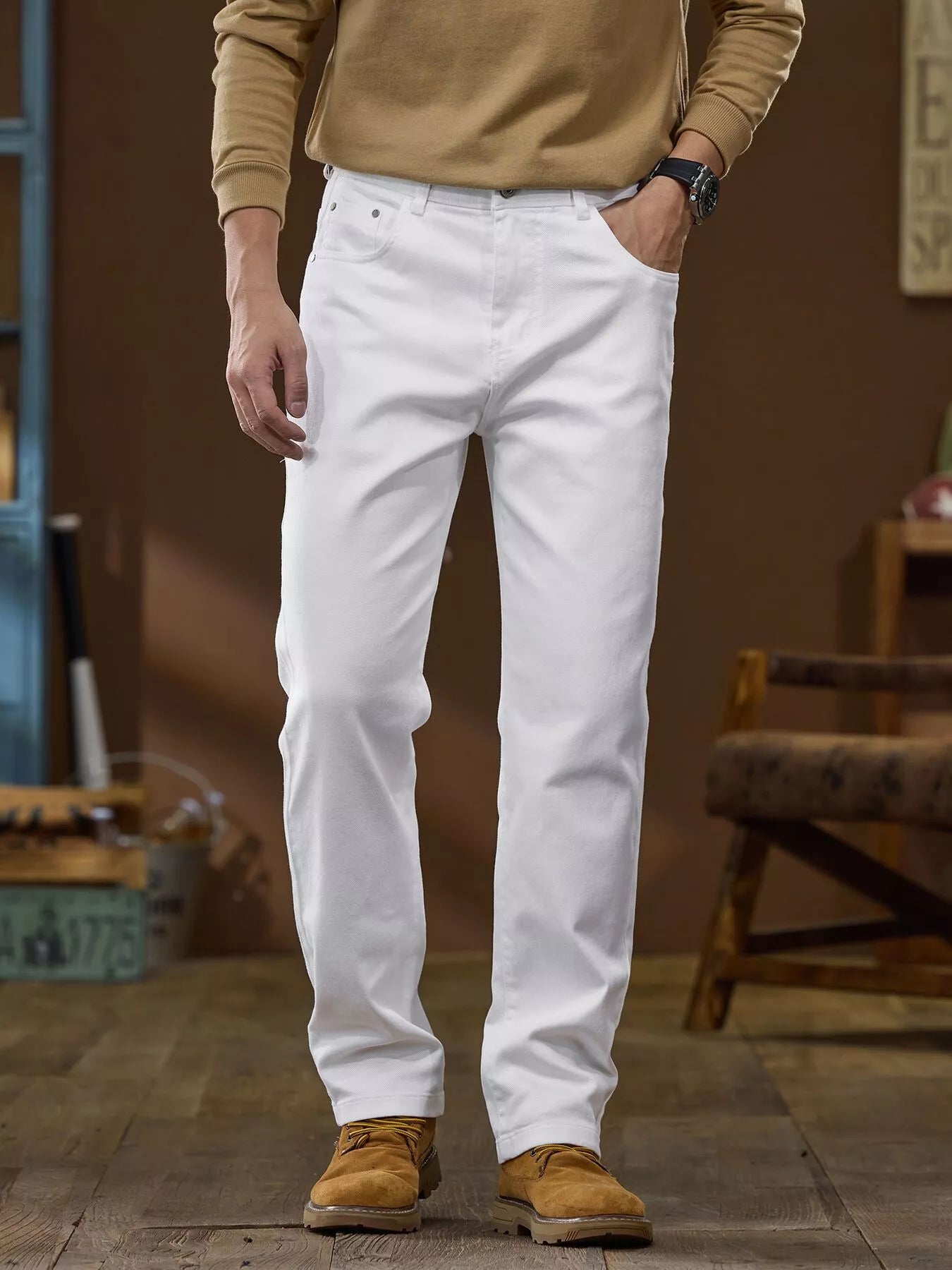 Il Trastevere Pleated Wool Trouser in Stone